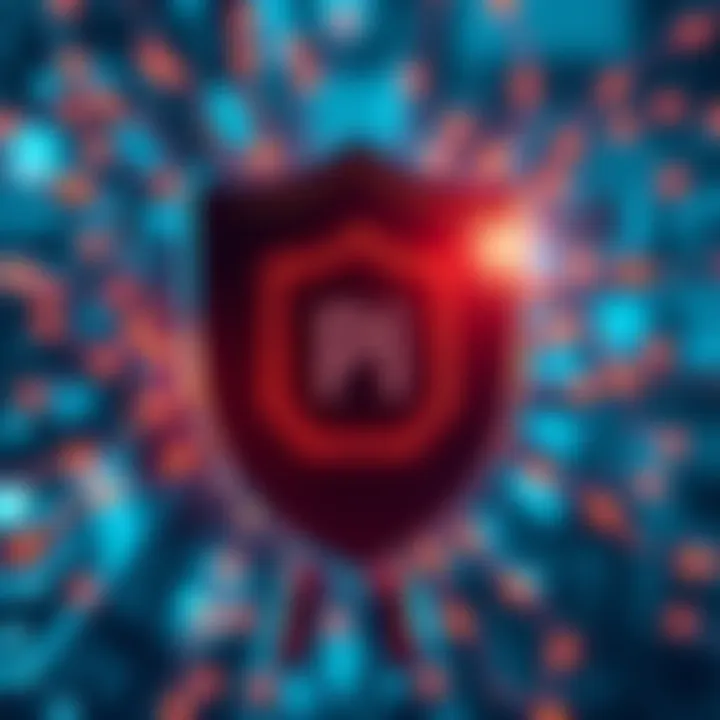 A visual representation of Pi and Boost protecting online data, featuring a shield symbol and digital connections.