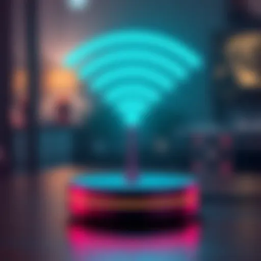 A POC Helium Wifi device sitting on a table with a wireless signal symbol above it, representing the future of wireless technology.