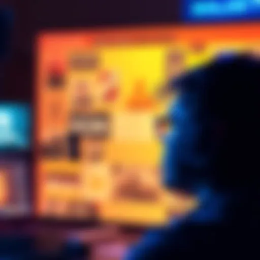 A person wearing headphones listening to a podcast with Solana-related graphics on a screen
