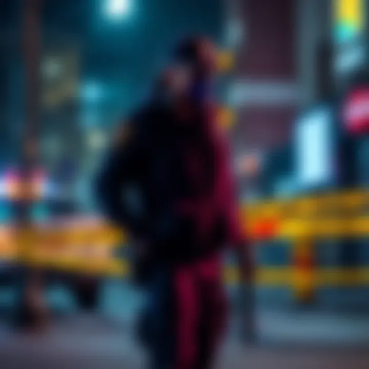 A police officer stands near a marked crime scene with caution tape, emphasizing safety during crime season.