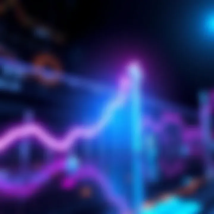 A graph showing the rise of Polygon's price with a dollar sign and upward trend arrows.