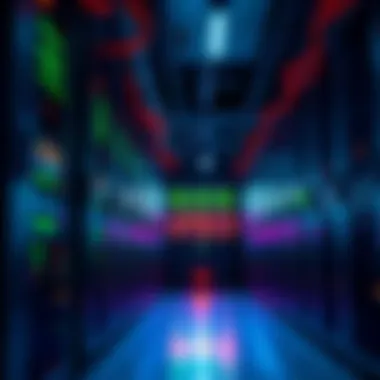 Improved Hosting Environment A server rack in a professional hosting facility showing multiple servers with green lights, fans quiet, and temperature display indicating cool conditions.