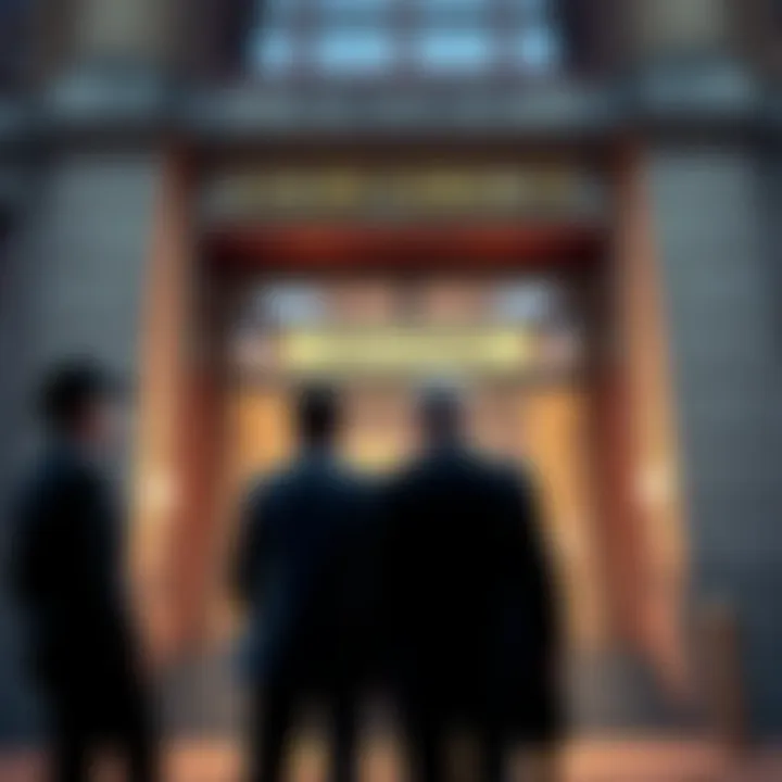 Prosecutors standing outside a courthouse discussing the HaruInvest fraud case