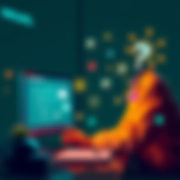 Pulsechain Ecosystem Software A person brainstorming software ideas for the Pulsechain ecosystem, with a computer and a notepad nearby.