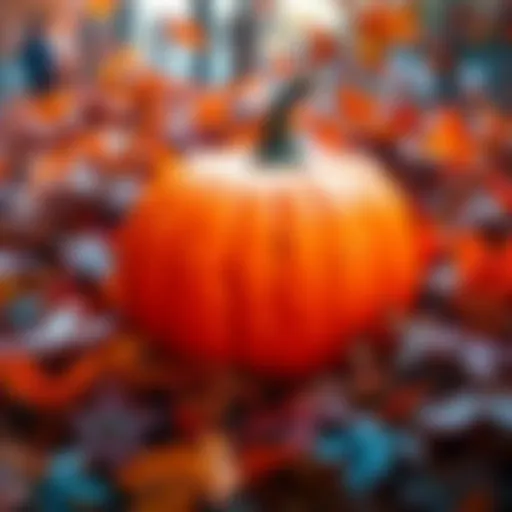 A vibrant orange pumpkin surrounded by colorful autumn leaves, symbolizing the season of Uptober.