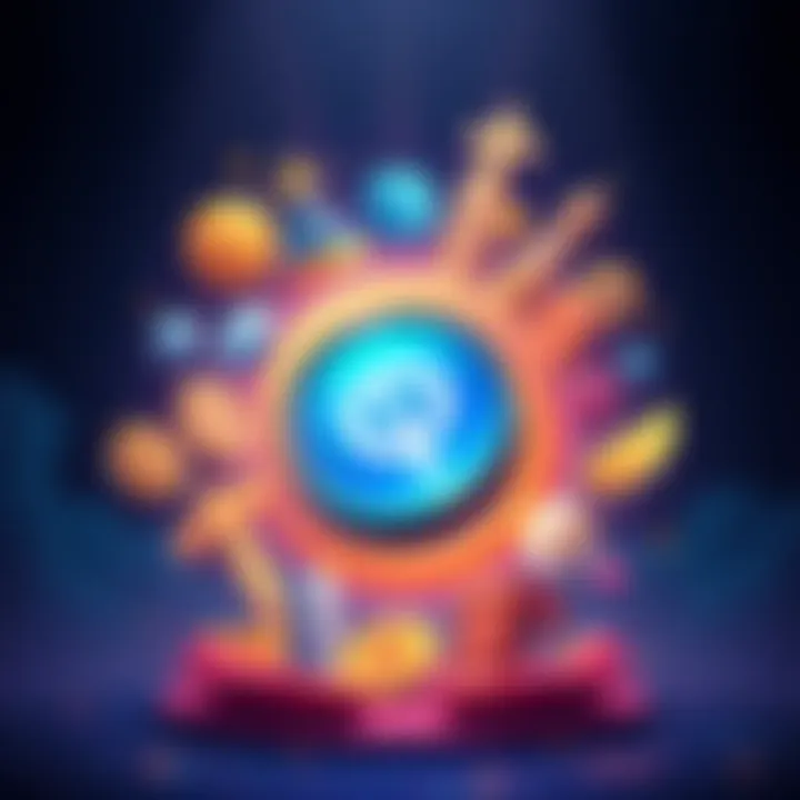 Illustration showing the QNT token symbol surrounded by financial symbols and spiritual icons, representing truth in various realms.