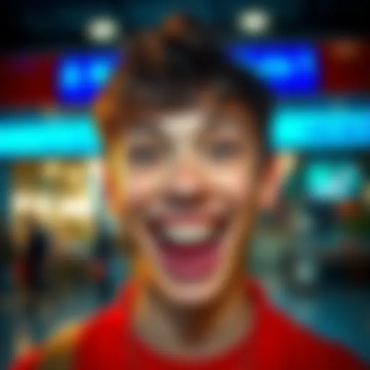 A person showing off a quirky bowl cut hairstyle and oversized turkey teeth, smiling playfully at the camera