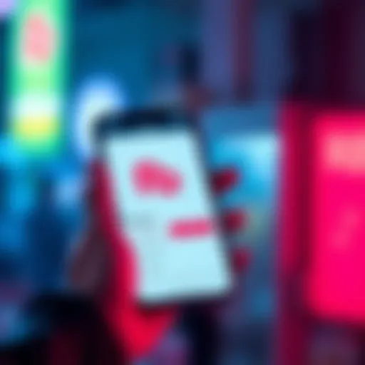 A person holding a smartphone displaying the Rb app interface, focused on a buying option