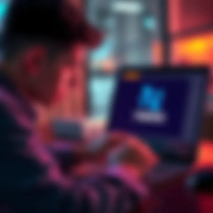 A person looking worried while checking a digital wallet on a laptop, showing a USDC logo and a Nexo logo on the screen