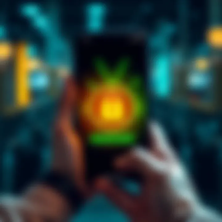 Recovering Vertcoin Wallet A person holding a smartphone displaying a Vertcoin wallet recovery screen with a padlock symbol, showing a sense of security and access.