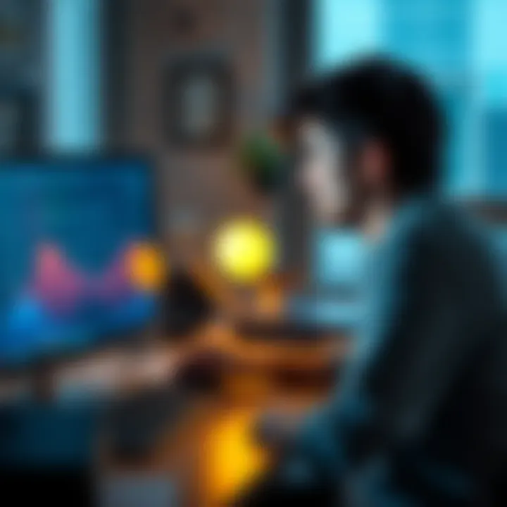 A person sitting at a desk, looking at a computer screen with Electrum wallet recovery tools open, showing a frustrated expression while examining methods to restore a wallet seed.