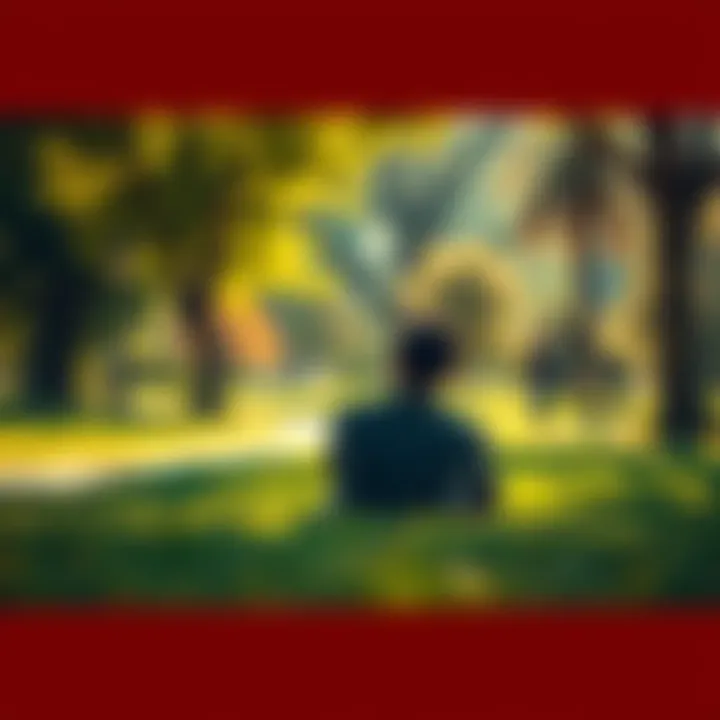 A person sitting peacefully in a park, enjoying the scenery and sunlight.