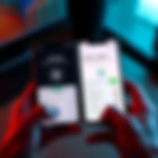 A user holding an iPhone and an Android phone side by side, showing the Kraken Wallet App on both screens, indicating the process of transferring wallet data using a seed phrase.