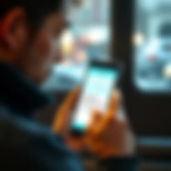 A shocked customer looking at their phone with the Revolut app displaying a message about discontinued GBP Direct Debits.