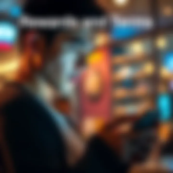 A person looking at a rewards program on a smartphone, considering accepting new terms