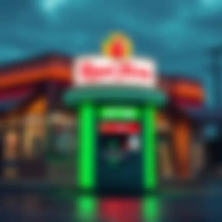 A Royal Farms store with a new cryptocurrency ATM in front of it, showcasing digital currency transactions.