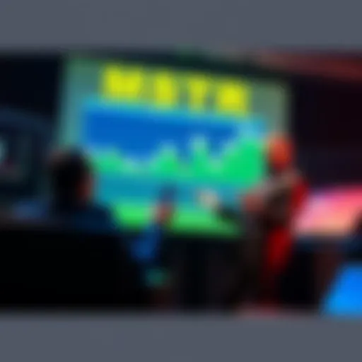 Saylor making a bold claim about MSTR outperforming NVDA in the Buttcoin Standard Era during a presentation, with charts and graphs in the background.