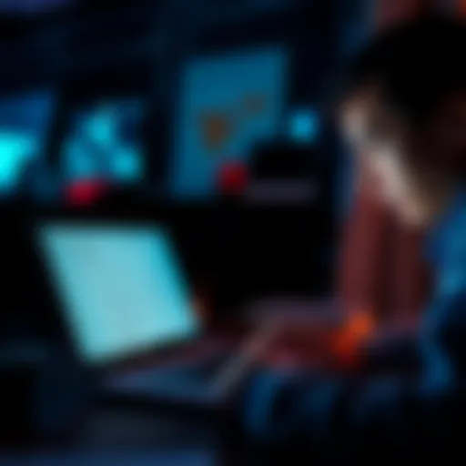 A person looking at a suspicious email on a laptop, contemplating a potential scam.