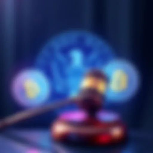 Illustration of a gavel and cryptocurrency symbols representing SEC's new exemptions