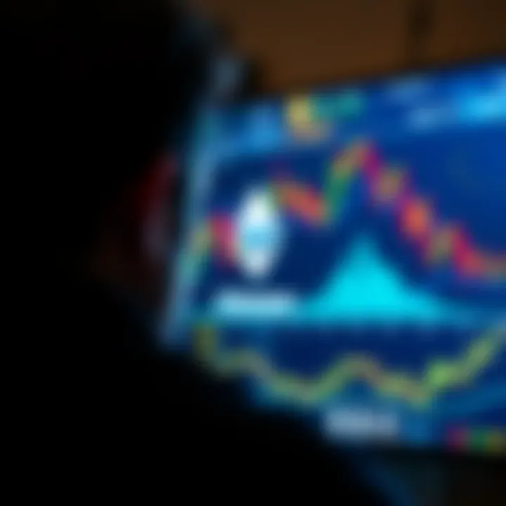 A person looking at a screen displaying cryptocurrency charts and the SEC logo, symbolizing the uncertainty in the Ethereum market.