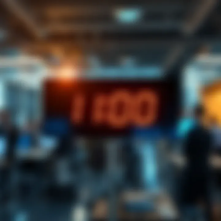 A digital clock showing 11:00 PM with a backdrop of a busy office setting, symbolizing anticipation for the SEC's ruling.