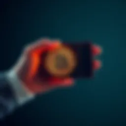 A person holding a hardware wallet with Bitcoin symbol, showing secure methods of storing cryptocurrency.