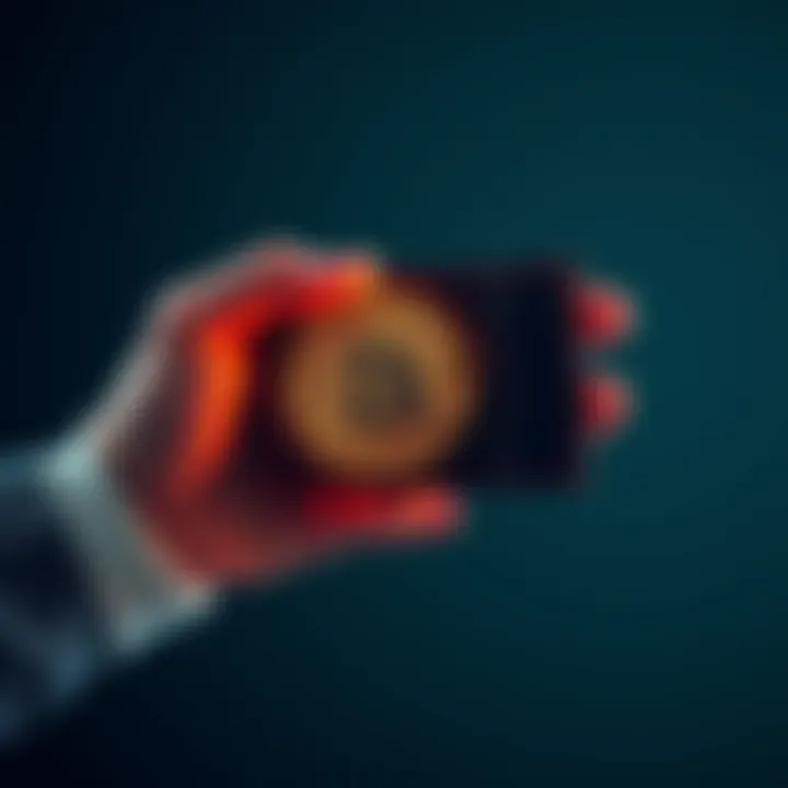 A person holding a hardware wallet with Bitcoin symbol, showing secure methods of storing cryptocurrency.