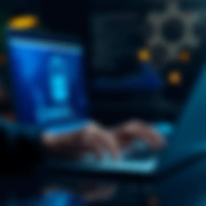 A person using a laptop with a lock icon on the screen, symbolizing online security for Coinbase