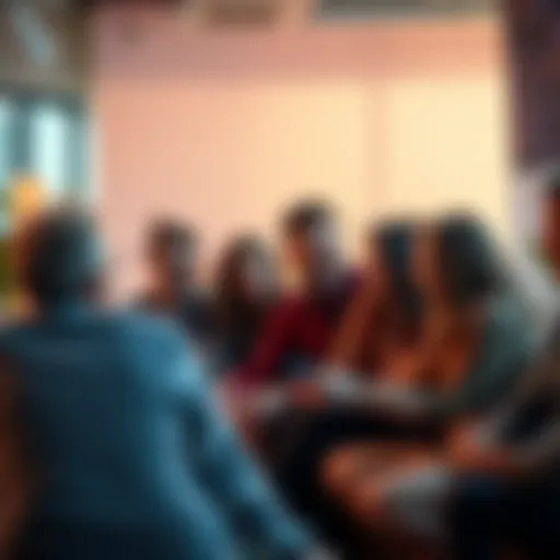 A group of people sitting together, having a conversation about verifying security circle members, showing concern and engagement.