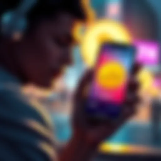 Person holding a phone showing a Dogecoin graph with a sad expression, indicating a decision to sell investments.