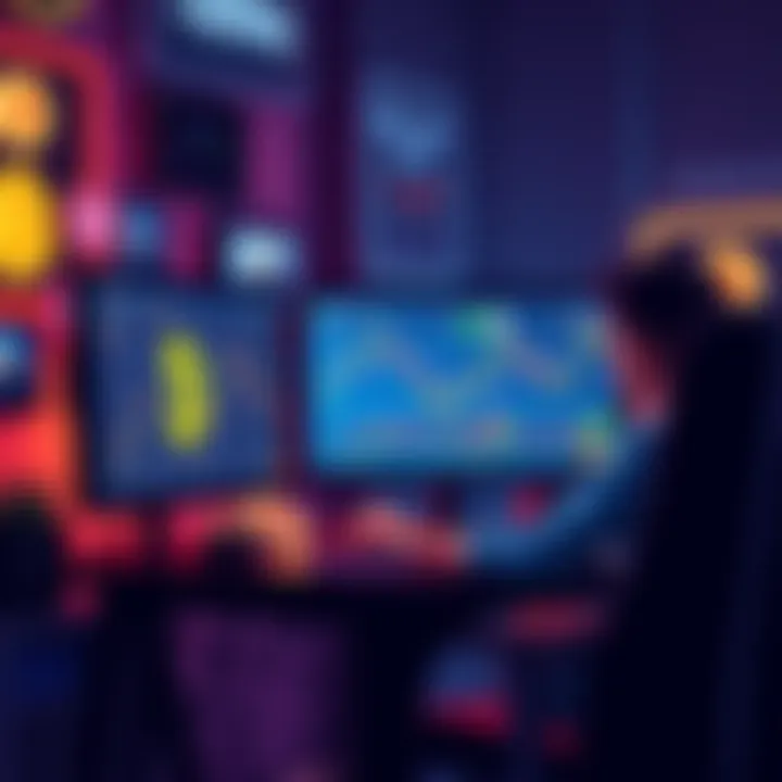 A person at a computer looking at a Bitcoin chart while preparing to sell Bitcoin for an ABLE account.