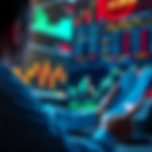 A person analyzing financial charts and graphs, considering selling assets at peak prices while looking at market trends.