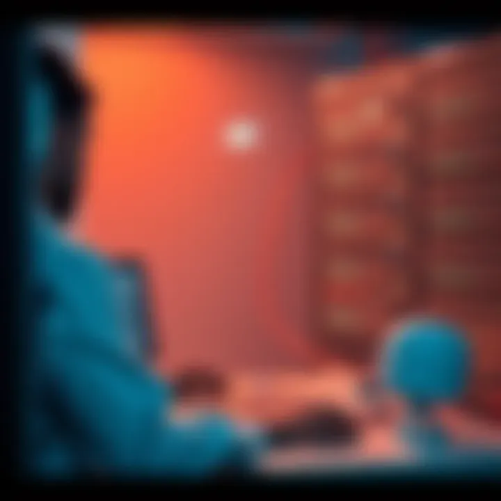 A person setting up a server for solo validation, showing a personal computer and tools for configuration.