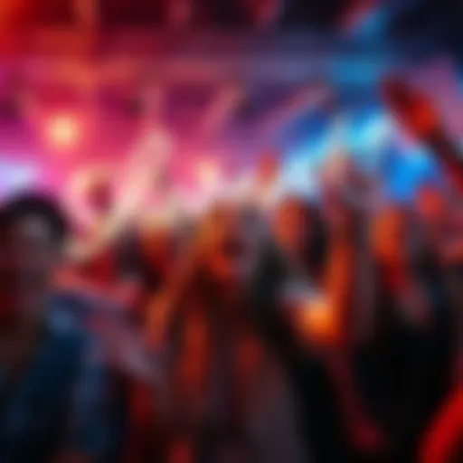 A group of young people enthusiastically expressing the phrase 'Sheeeeeeesh!' at a vibrant social gathering, showing excitement and connection.