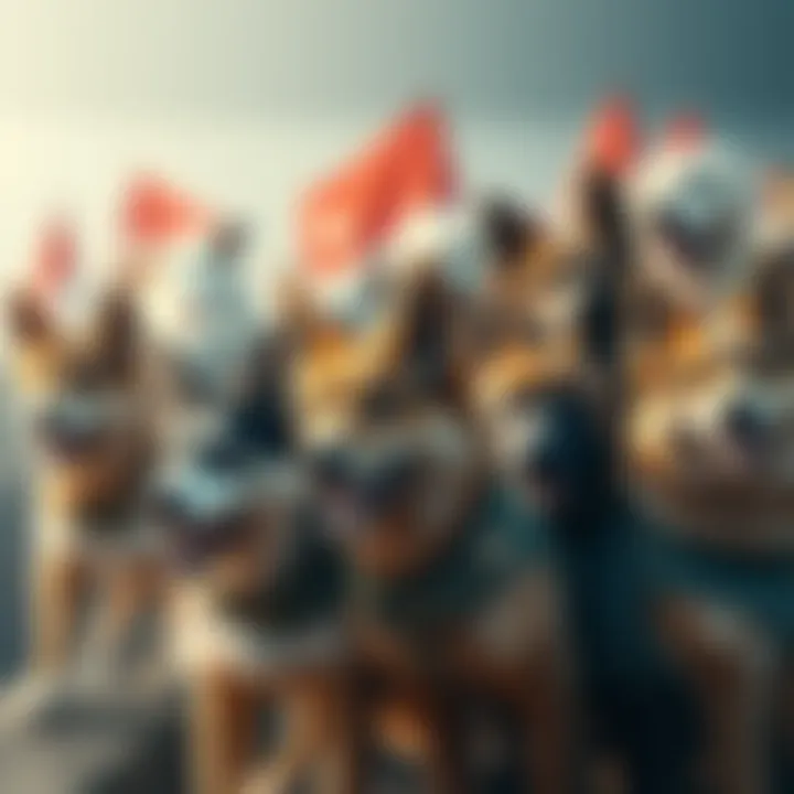 Members of the SHIB Army coming together, showing enthusiasm for new projects and initiatives, with visuals of dogs symbolizing the SHIB community in action.