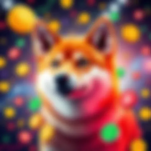 A Shiba Inu dog surrounded by colorful altcoin symbols, reflecting the excitement of alt-season in cryptocurrency.