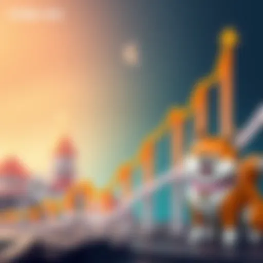A growth chart showing the rising value of the Shiba Inu token with a dog mascot beside it, symbolizing potential investment gains.
