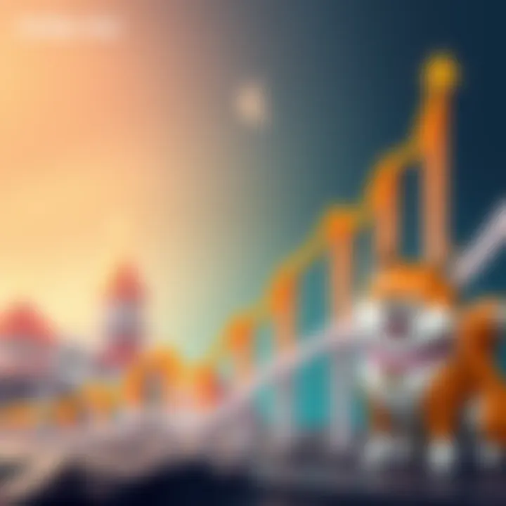A growth chart showing the rising value of the Shiba Inu token with a dog mascot beside it, symbolizing potential investment gains.