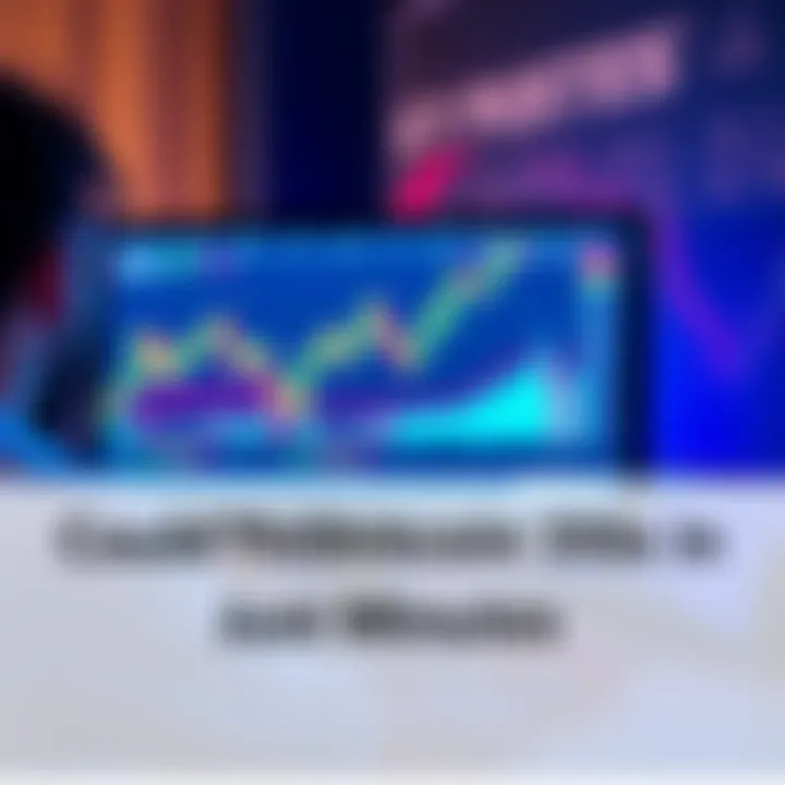 A person analyzing cryptocurrency charts on a computer screen, looking excited about a potential big profit from a Shitcoin investment.