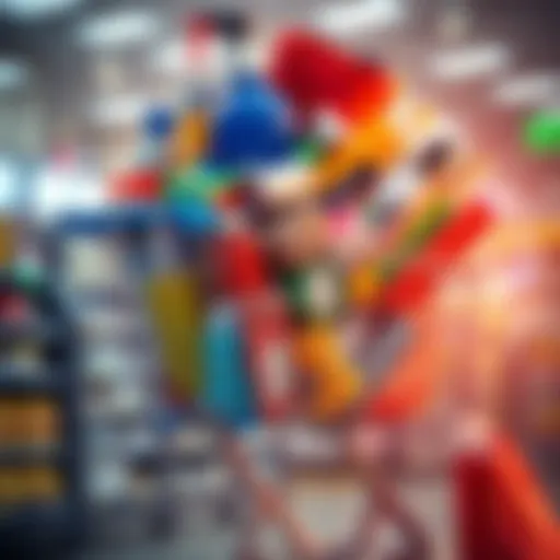 A shopping cart filled to the brim with various products, symbolizing the idea of buying everything in uncertain situations.