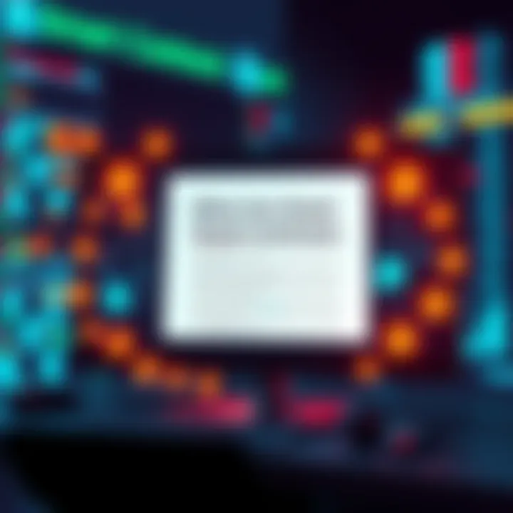 A digital contract on a computer screen with blockchain symbols around it, illustrating the concept of smart contracts in technology.