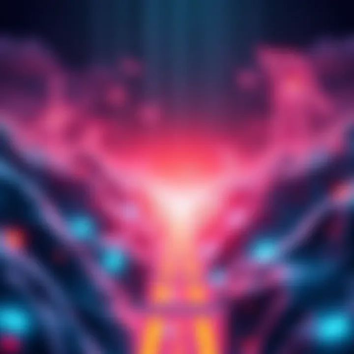 A visual representation of Solana's advancements in blockchain technology, featuring a digital landscape with icons for scalability and cost-efficiency.