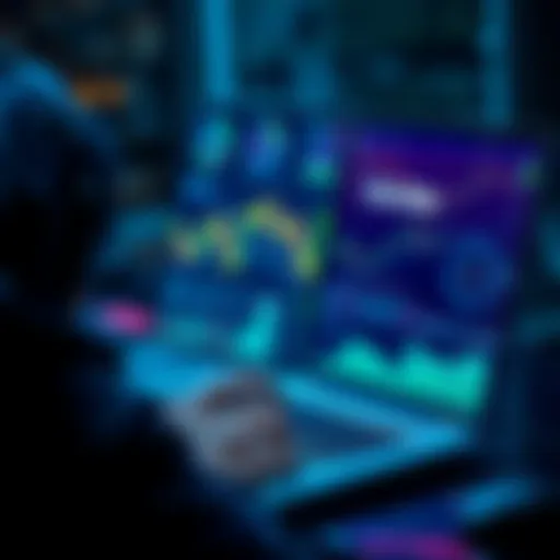 A person analyzing Solana investment options on a laptop featuring crypto charts and graphs.