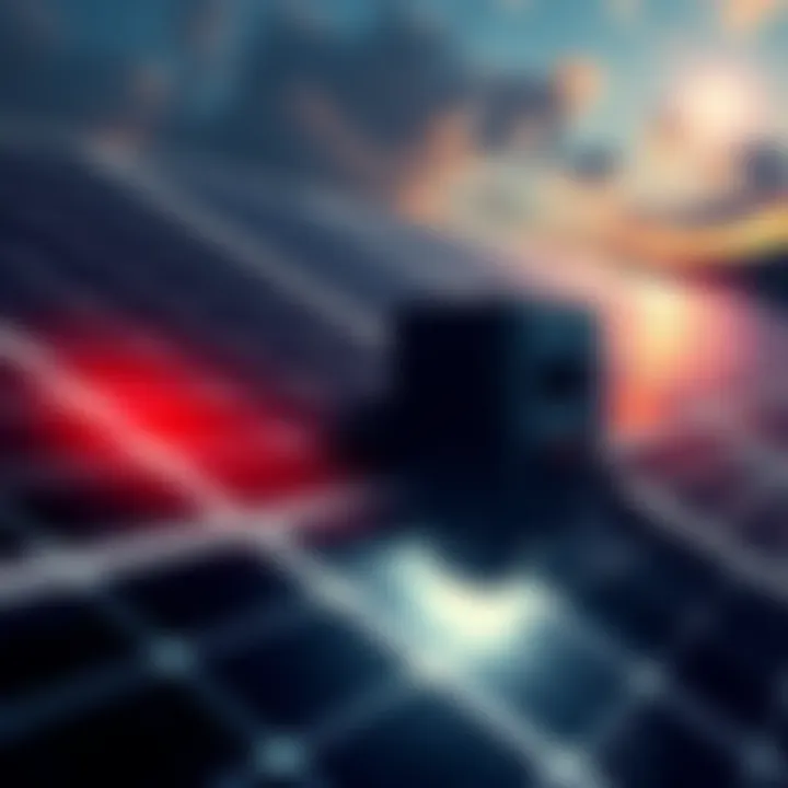 Solar panels generating energy for Bitcoin mining equipment