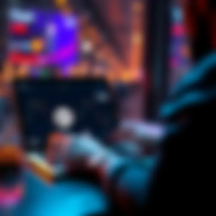 A person analyzing stablecoin options on a laptop, with graphs showing returns and the logos of RLUSD and GHO.