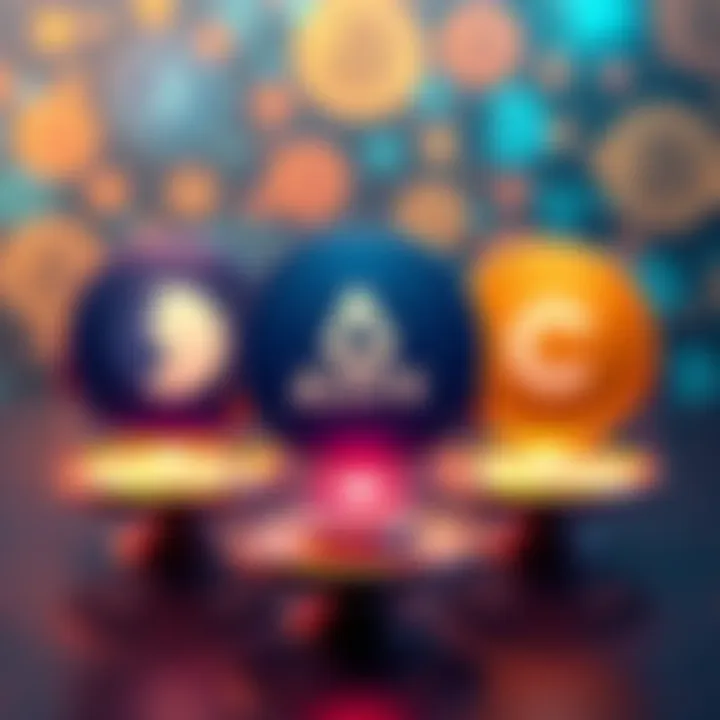 Visual showing logos of Moonwell, Aave, and Compound with a background of digital currency symbols and scales to represent stability and trust in lending.