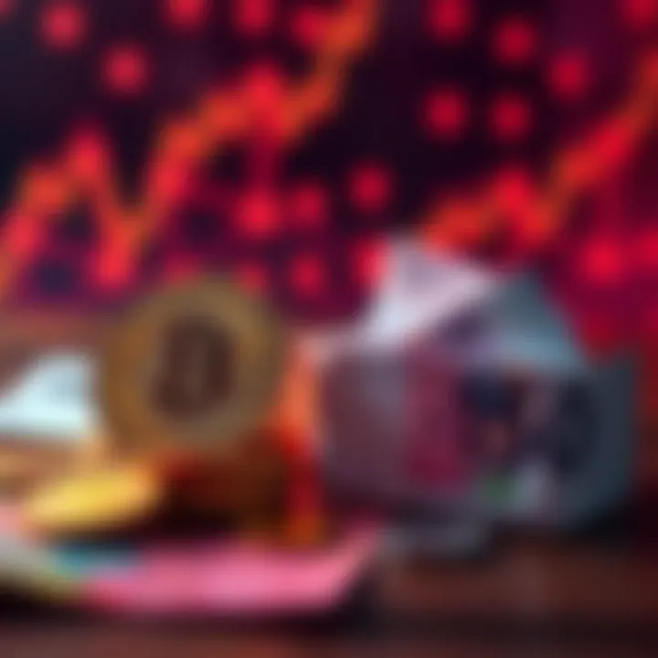 A comparison of stablecoins and bank deposits represented by digital currency symbols and banknotes, illustrating the concept of safety and reliability in finance.