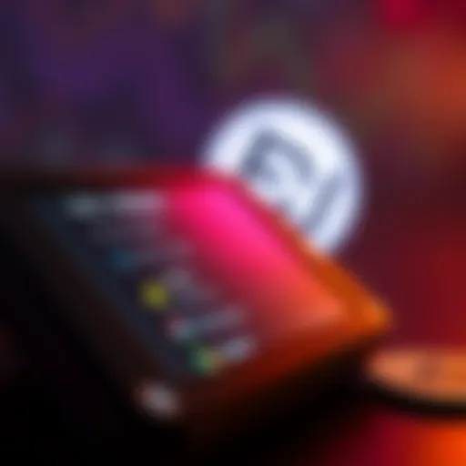A close-up of a TREZOR hardware wallet displaying SOL staking options with Everstake logo in the background