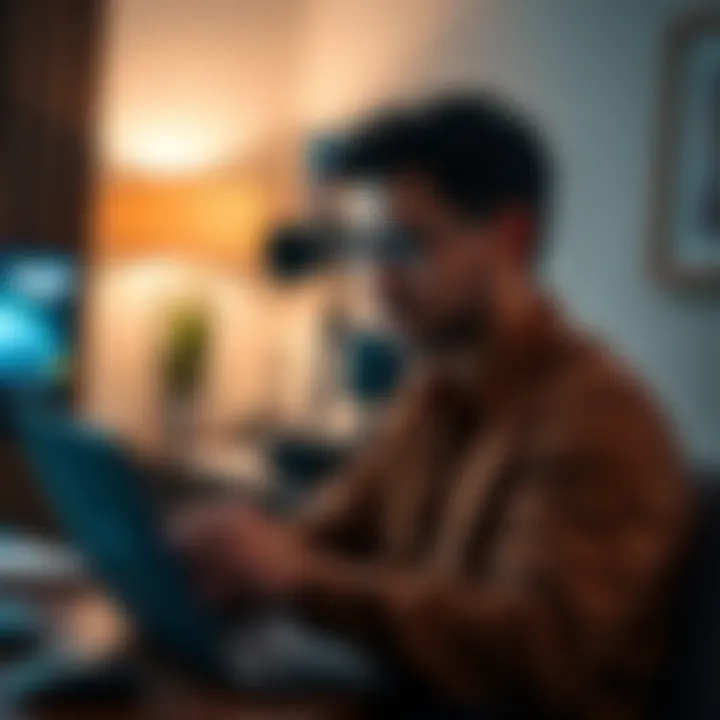 A person reviewing equipment options for a startup with a laptop and notepad, looking focused in a hotel room.