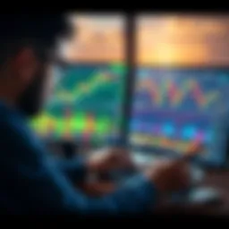 A person analyzing stock charts and graphs on a computer, tracking investment performance for 2025